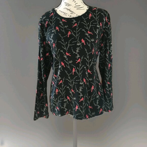 Croft & Barrow Cardinal and Branch Cottagecore Holiday Long Sleeve T-Shirt Sz XL - Picture 1 of 6